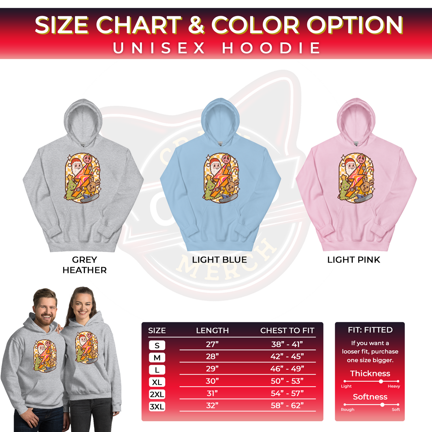 Retro Santa Claus Reindeer Christmass Unisex Light Hoodie