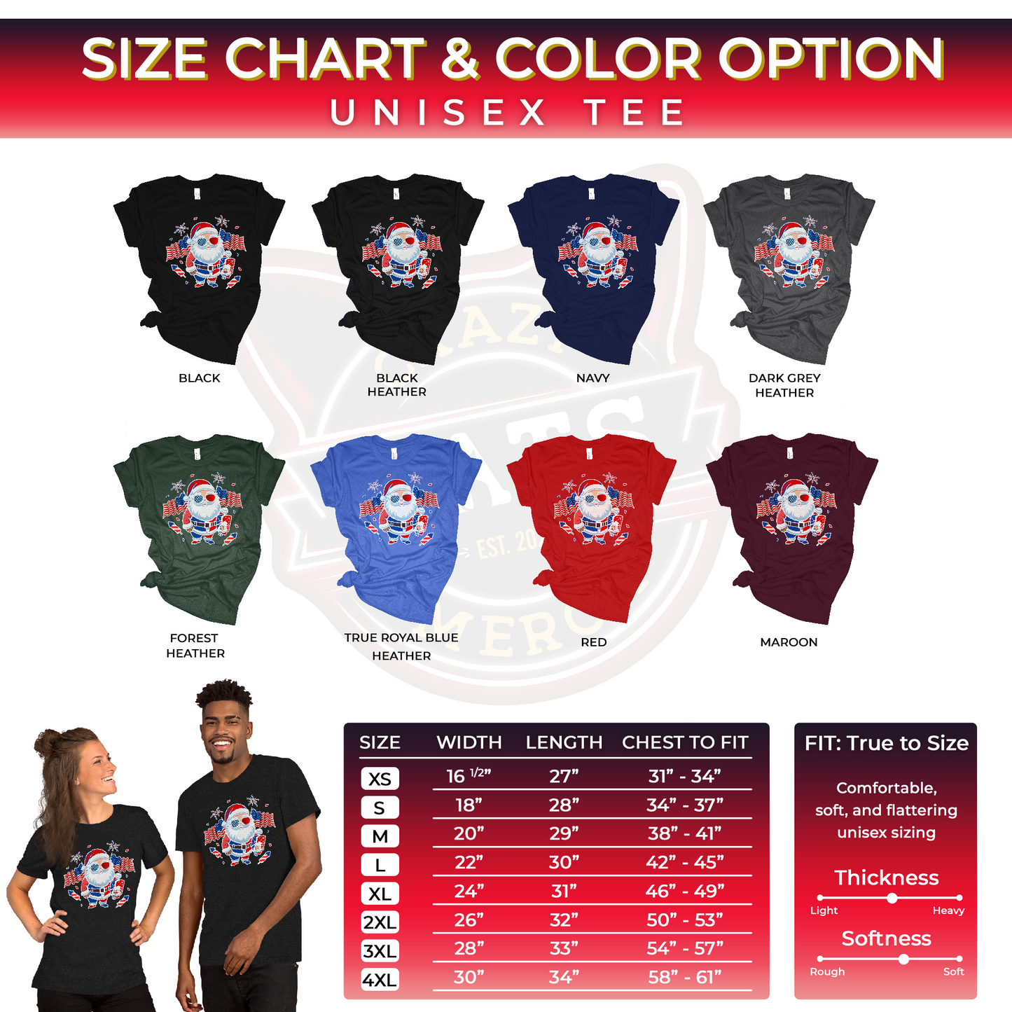 Patriotic Santa Claus USA Military Veteran Xmas Unisex Dark Shirt