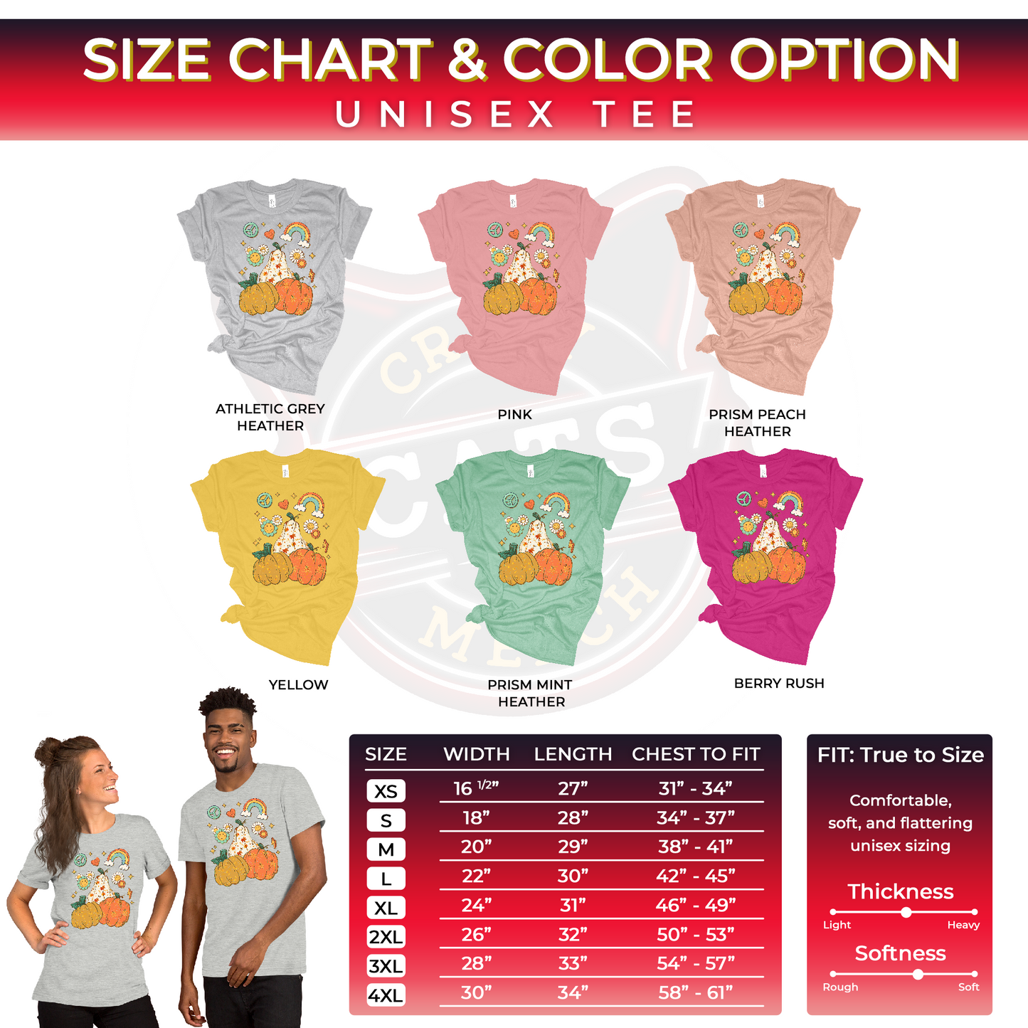 Retro Floral Pumpkin Rainbow Pumpkin Thanksgiving Unisex Light Shirt