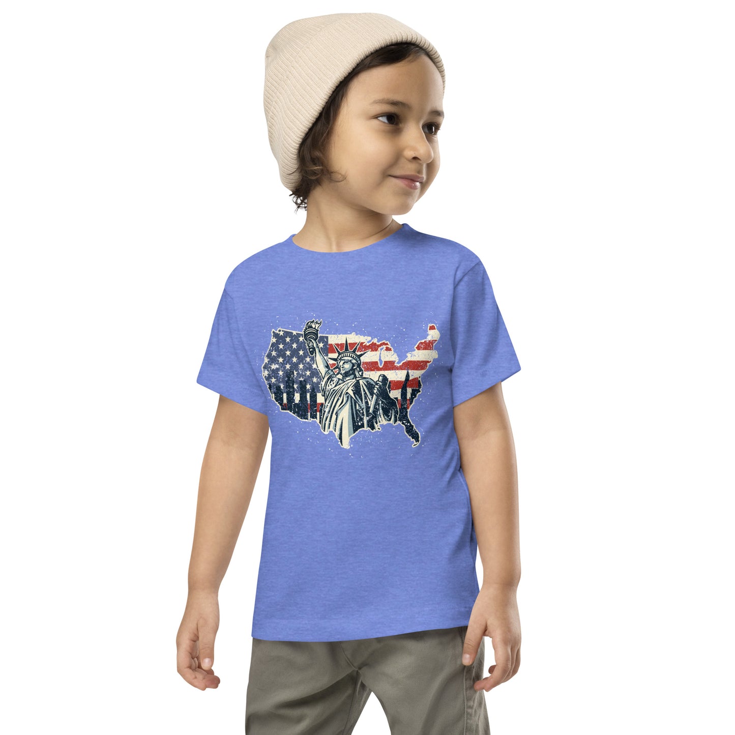 Distressed USA Flag Statue Of Liberty New York Kids Dark Shirt