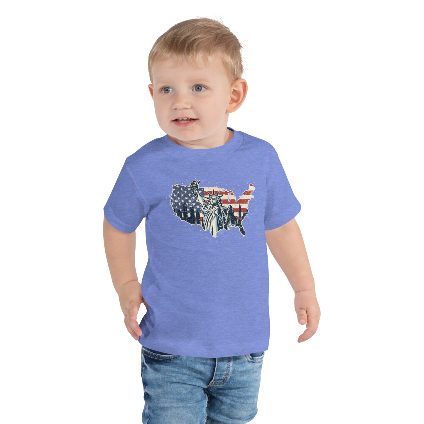 Distressed USA Flag Statue Of Liberty New York Kids Dark Shirt
