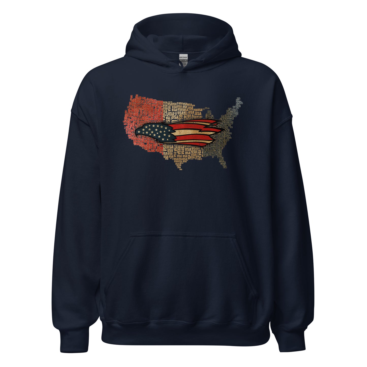 American Eagle Flag Vintage Red Gold & Blue USA Unisex Dark Hoodie