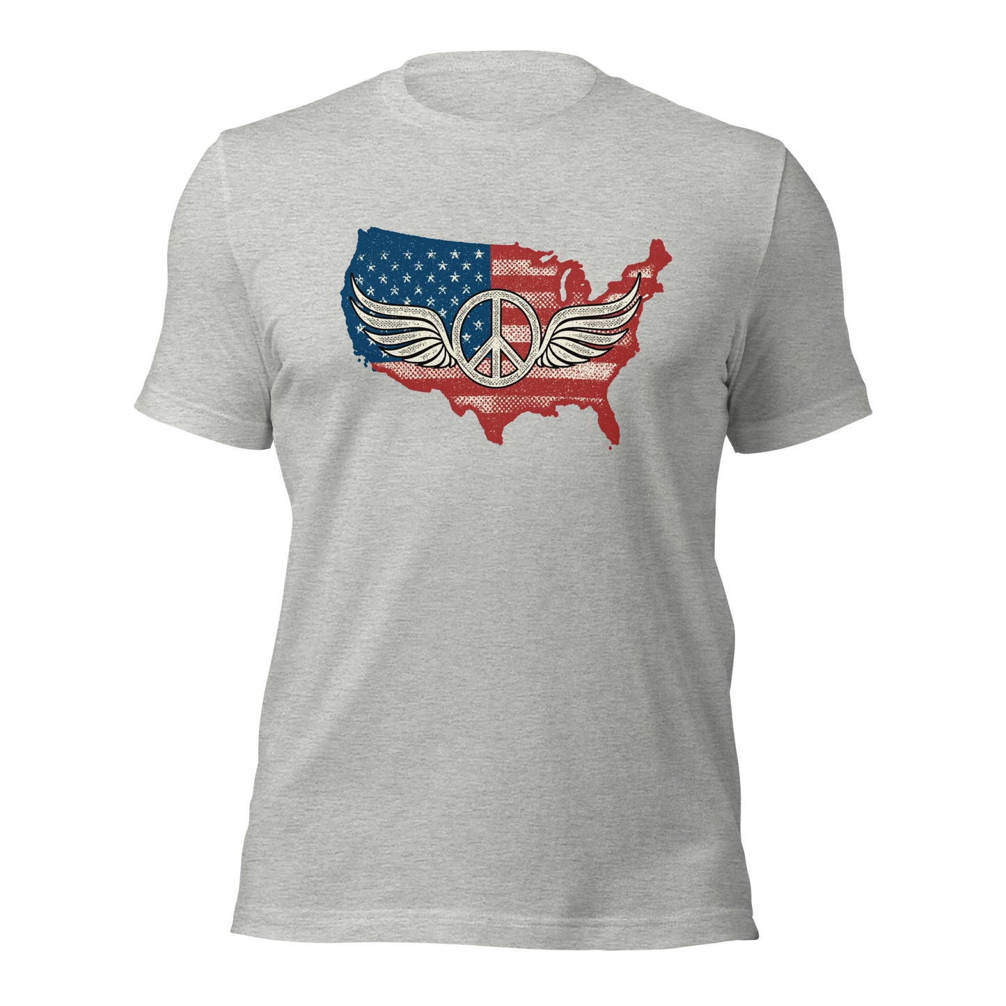 America Patriotic Peace Sign Symbol USA Flag Unisex Light t-shirt