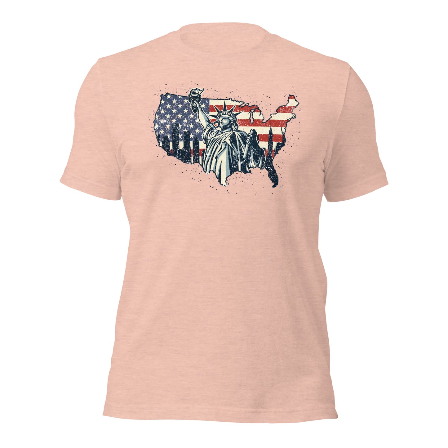 Distressed USA Flag Statue Of Liberty New York Men Women's Light Shirt