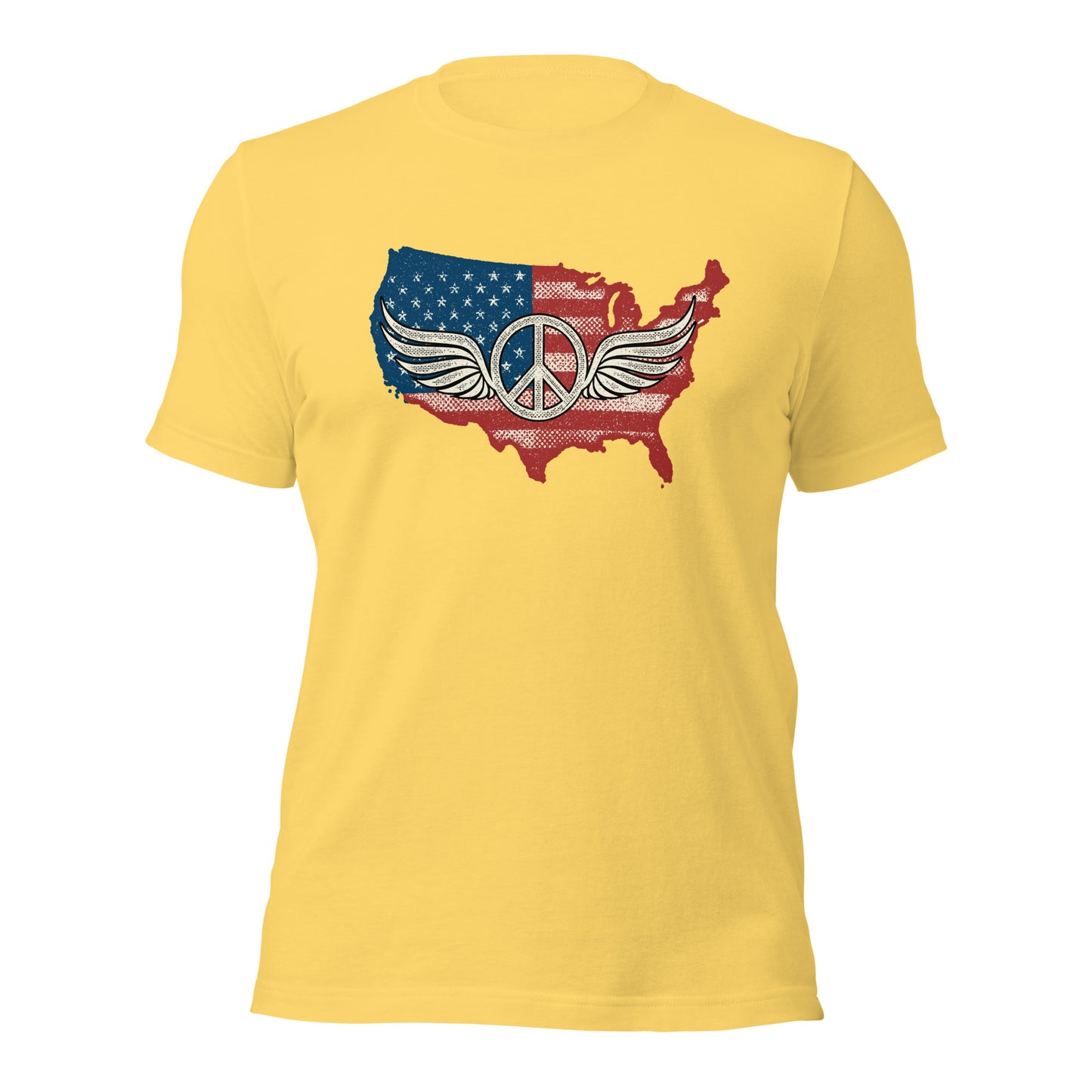 America Patriotic Peace Sign Symbol USA Flag Unisex Light t-shirt