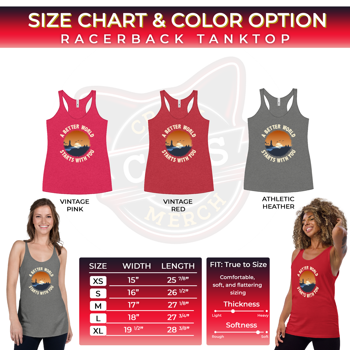 A Better World Starts With You Women's Light Racerback Tank Top