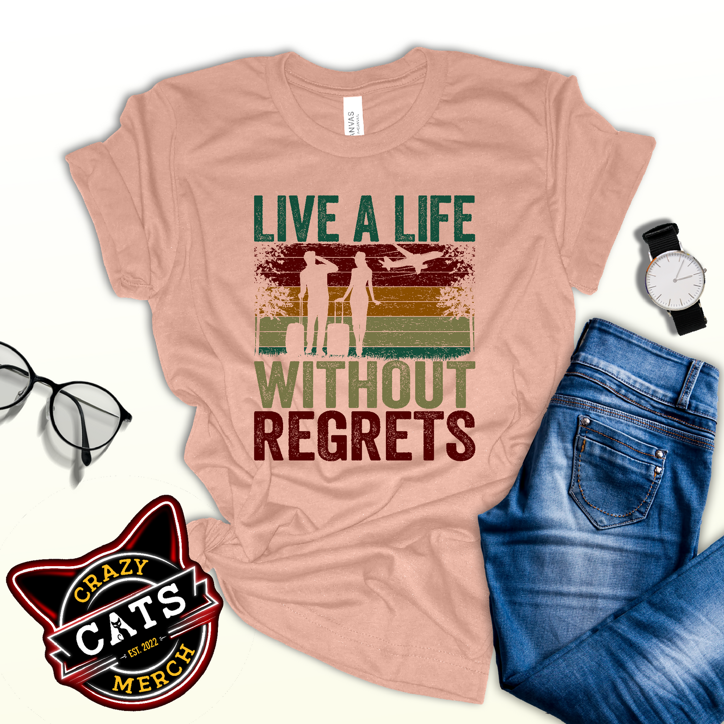 Couple Traveler Inspirational Live A Life Without Regrets Unisex Light Shirt