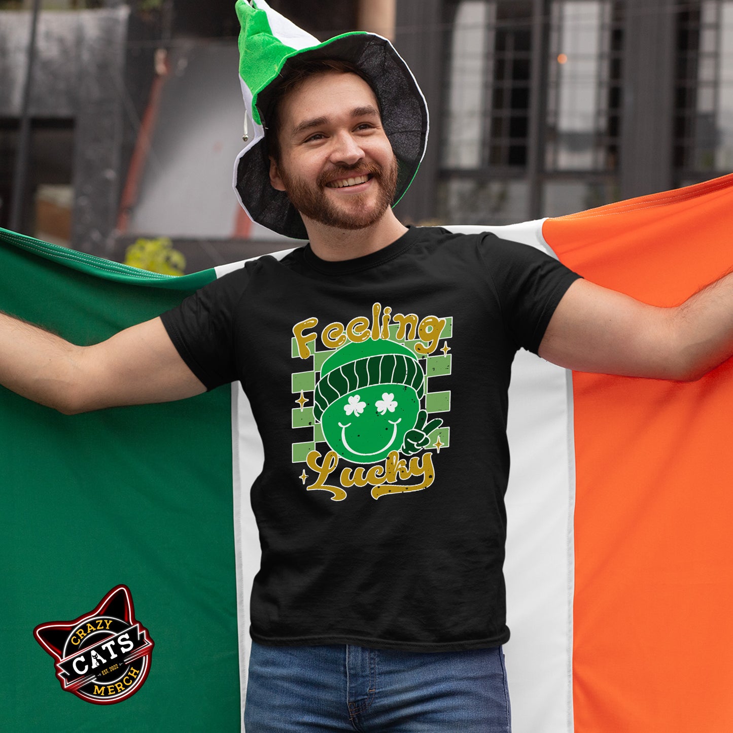 Smiley Feeling Lucky Happy St. Patricks Day Unisex Dark Shirt