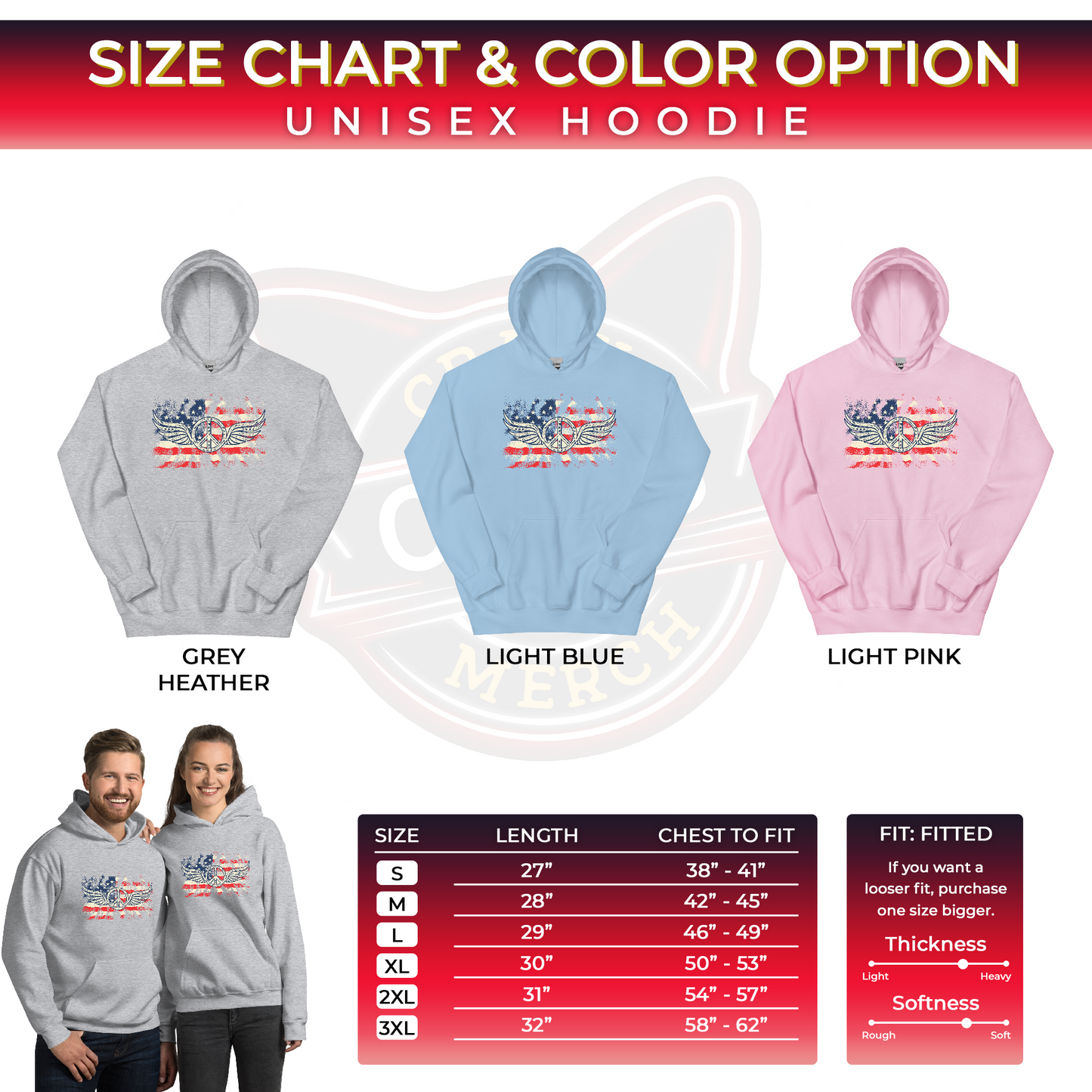 Military American Patriots Distressed Peace Sign Unisex Light Hoodie