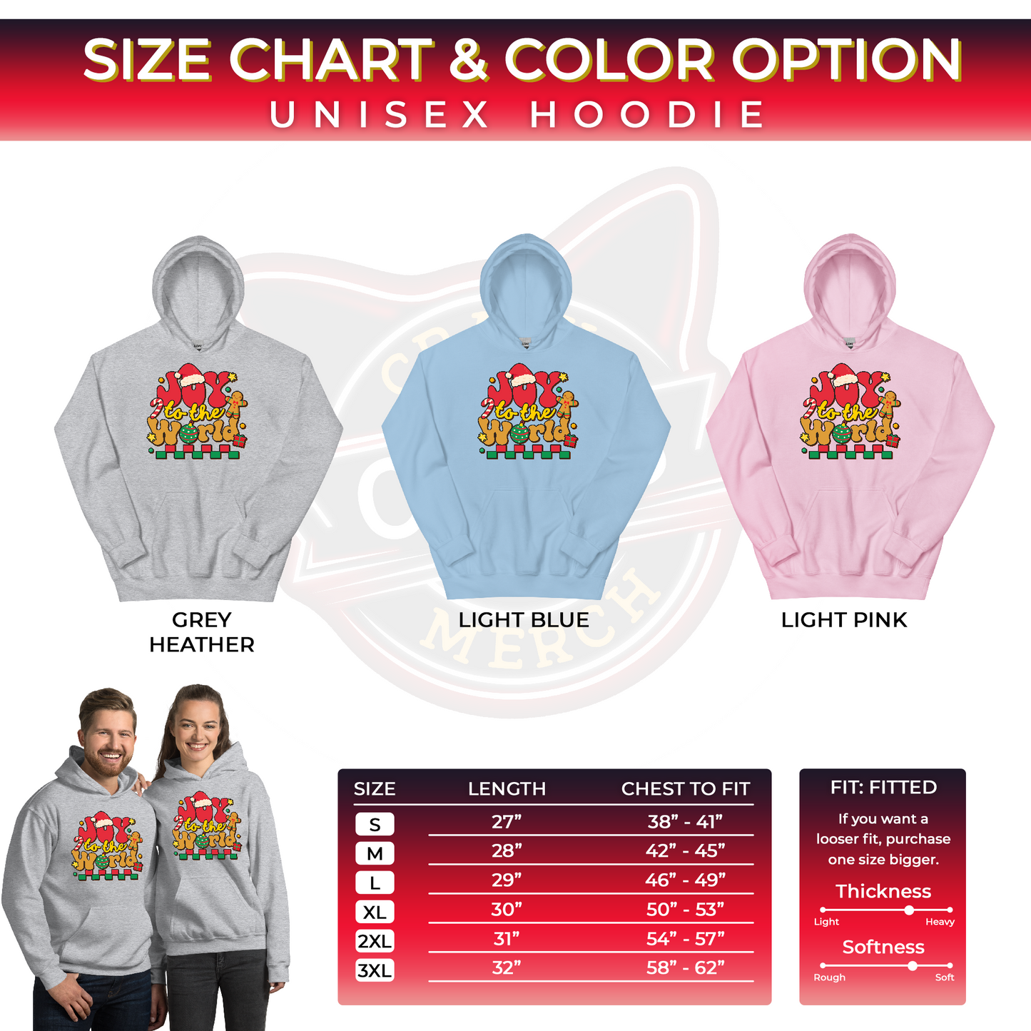Joy To The World Santa Hat Joyful Christmas Unisex Light Hoodie