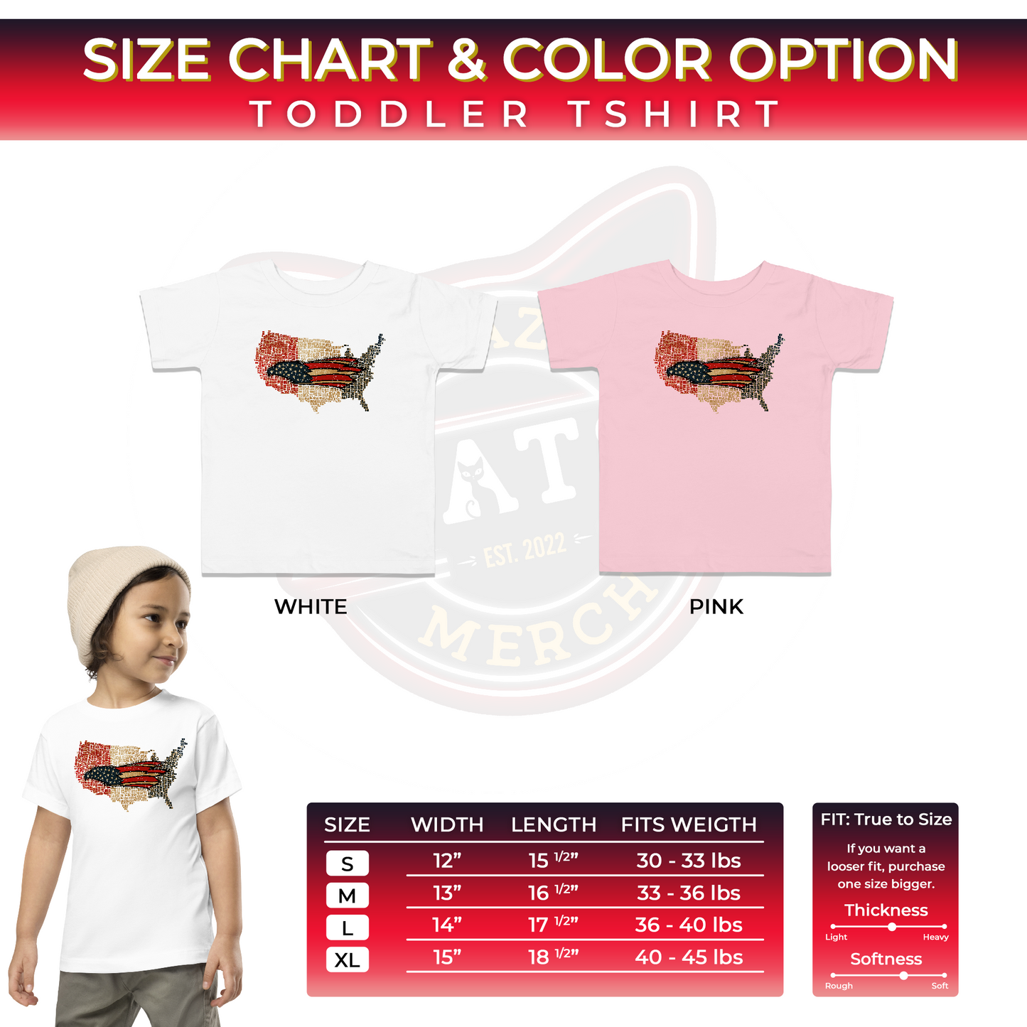 American Eagle Flag Vintage Red Gold & Blue USA Kids Light Shirt
