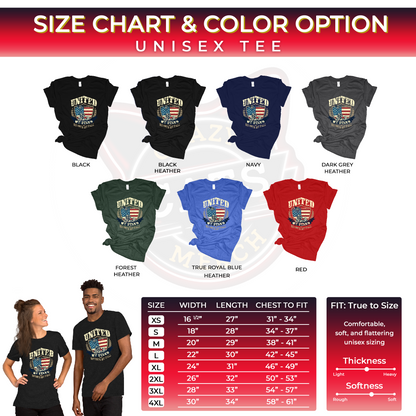 USA Flag Shield United We Stand Divided We Fall Unisex Dark Shirt