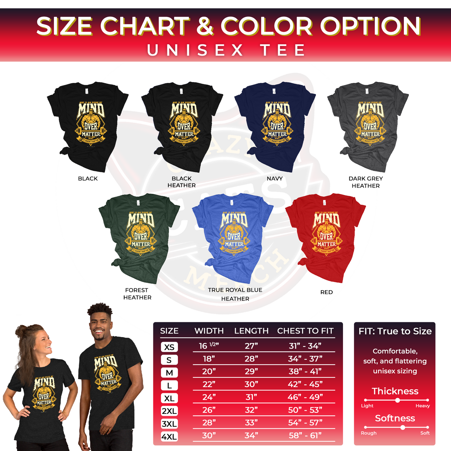Age Is An Issue Of Mind Over Matter Bodybuilder Unisex Dark Tee