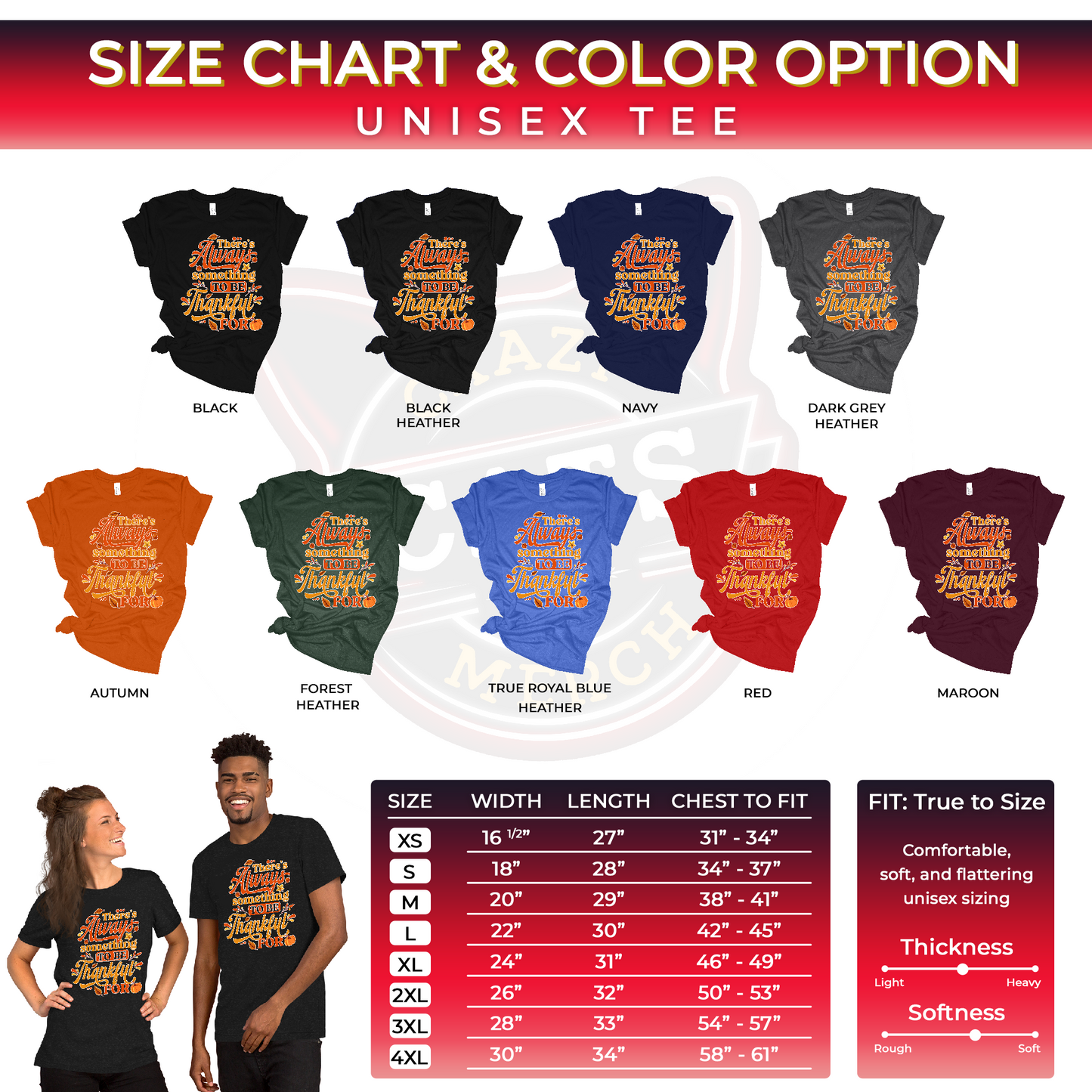 There's Always Something To Be Thankful For Thanksgiving Unisex Dark Shirt