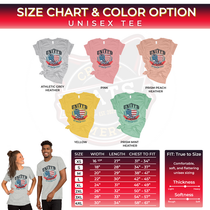 USA Flag Shield United We Stand Divided We Fall Unisex Light Shirt