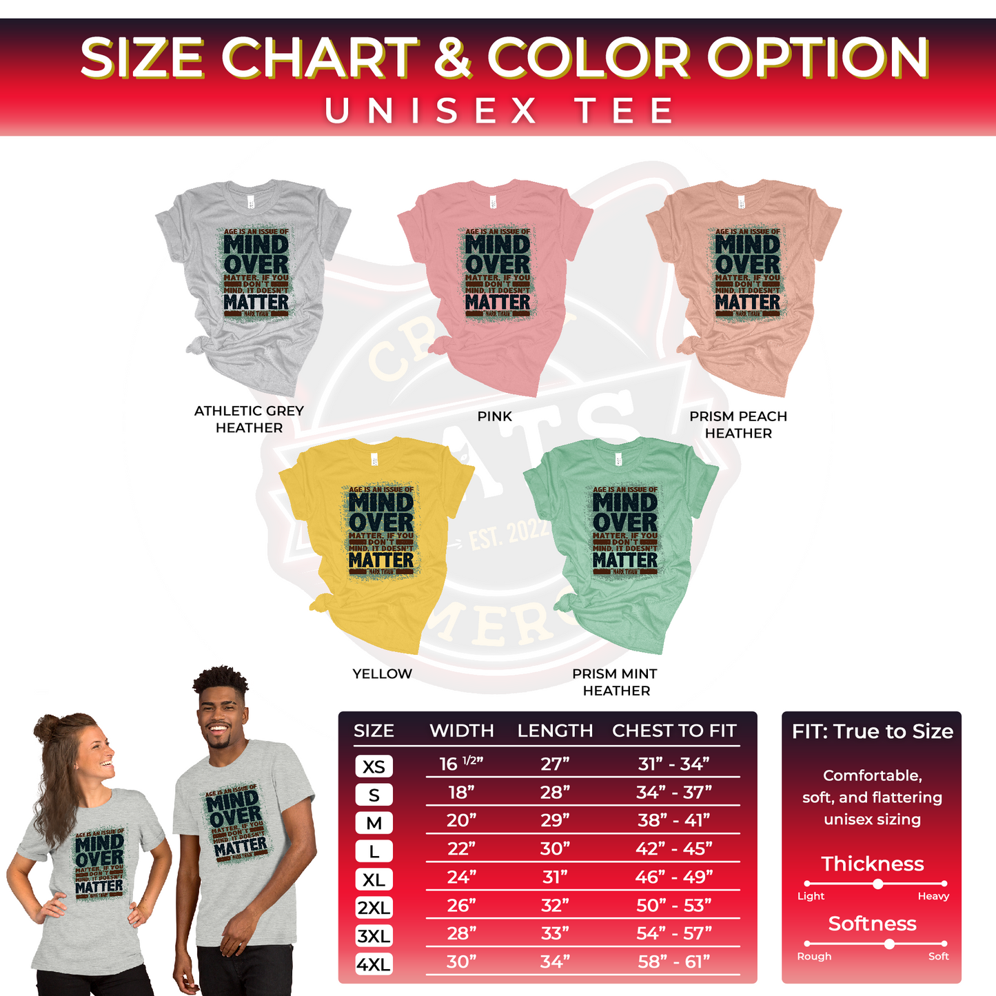 Mark Twain Mind Over Matter Vintage Unisex Light Tshirt
