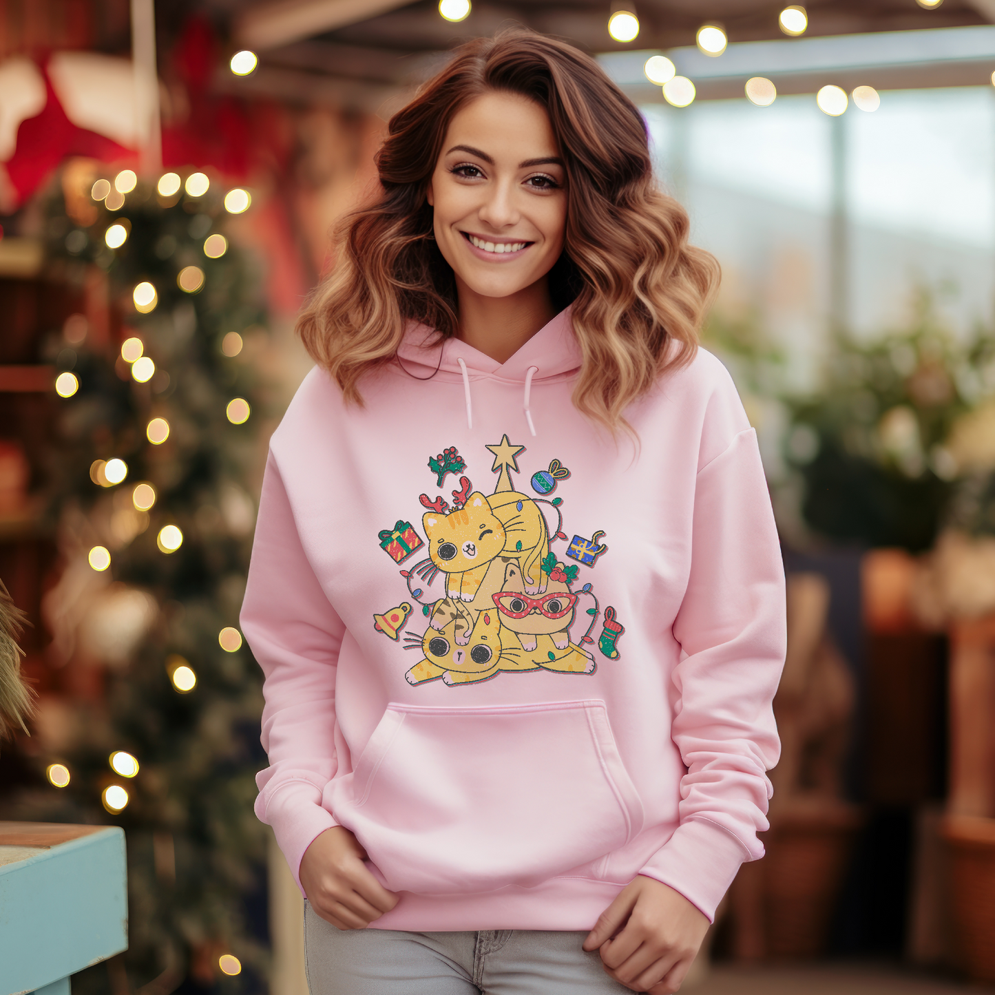 Catmas Light Cat Lover Xmas Unisex Light Hoodie