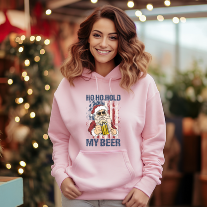 Ho Ho Hold My Beer Christmas In July Unisex Light Hoodie