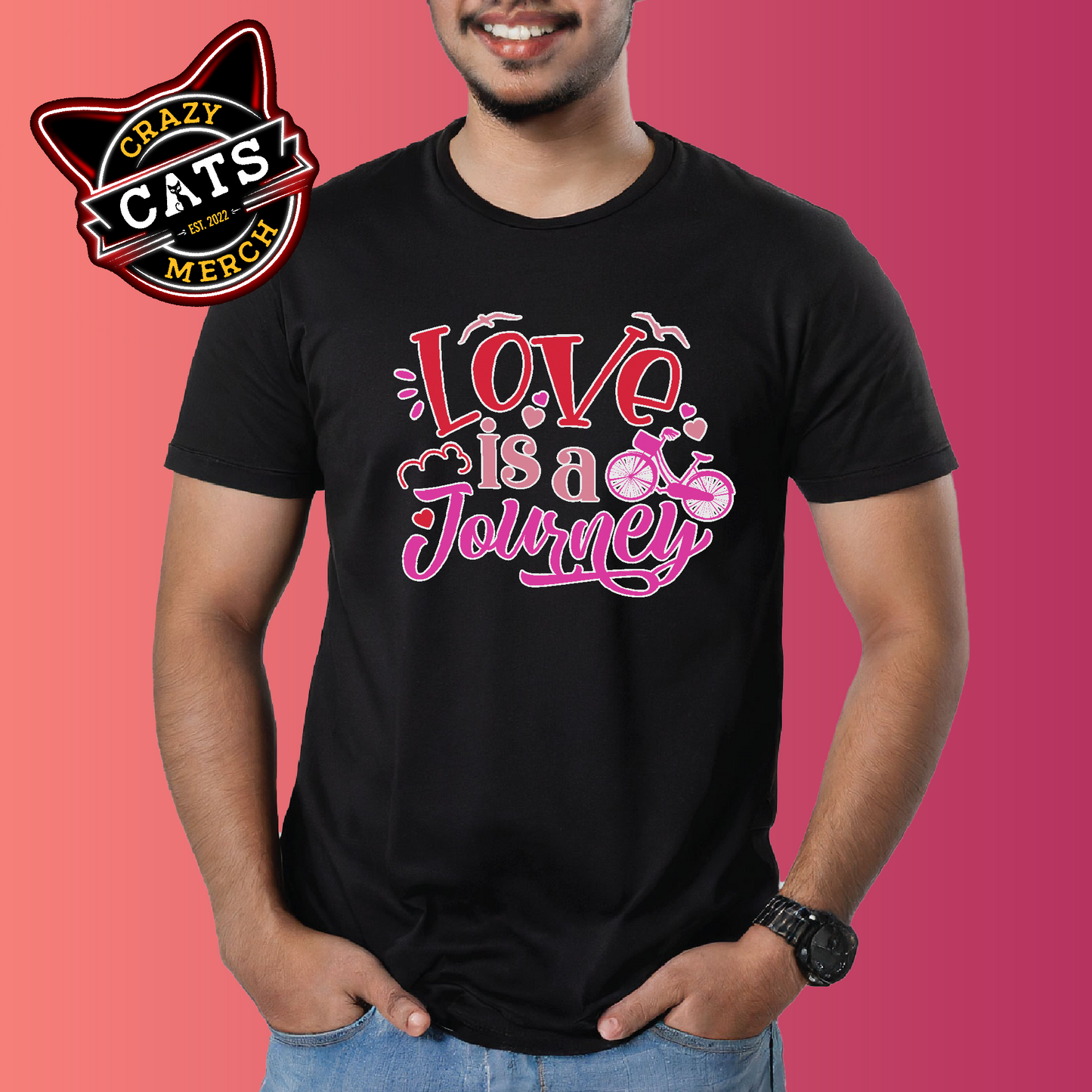 Love Is A Journey Tees Valentines Day Gift Couple Shirt Bicycle Lover Dark Tshirt