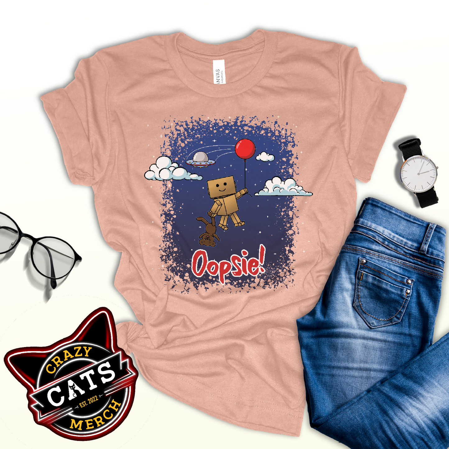 Oopsie Robot Outer Space Shirt Playful Funny Unisex Light Shirt