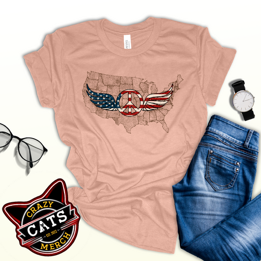 Stars And Stripes Peace Wings Sign Patriot Unisex Light Shirt