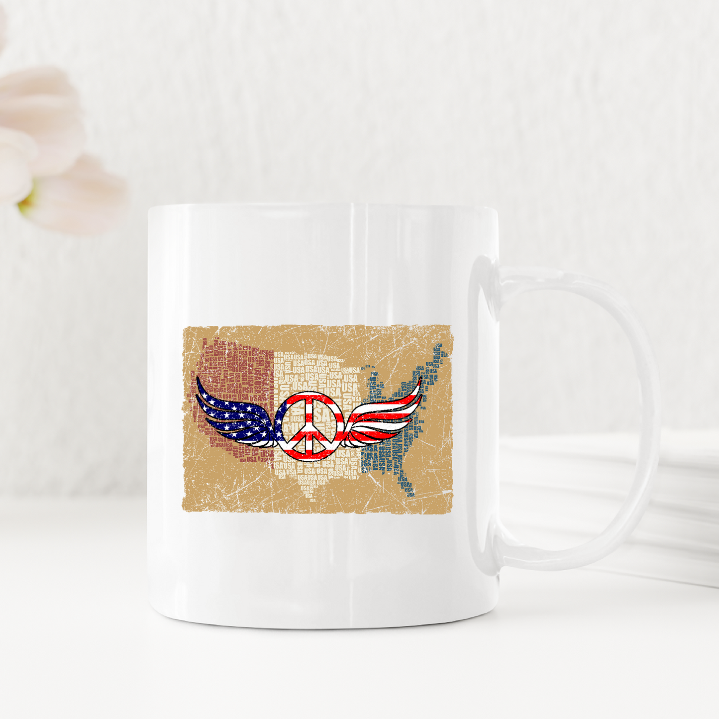 Vintage Red White Blue Peace Wings Symbol Mug