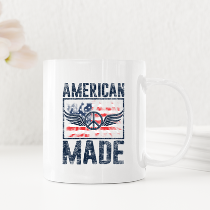 Vintage American Made USA Flag Peace Sign Mug