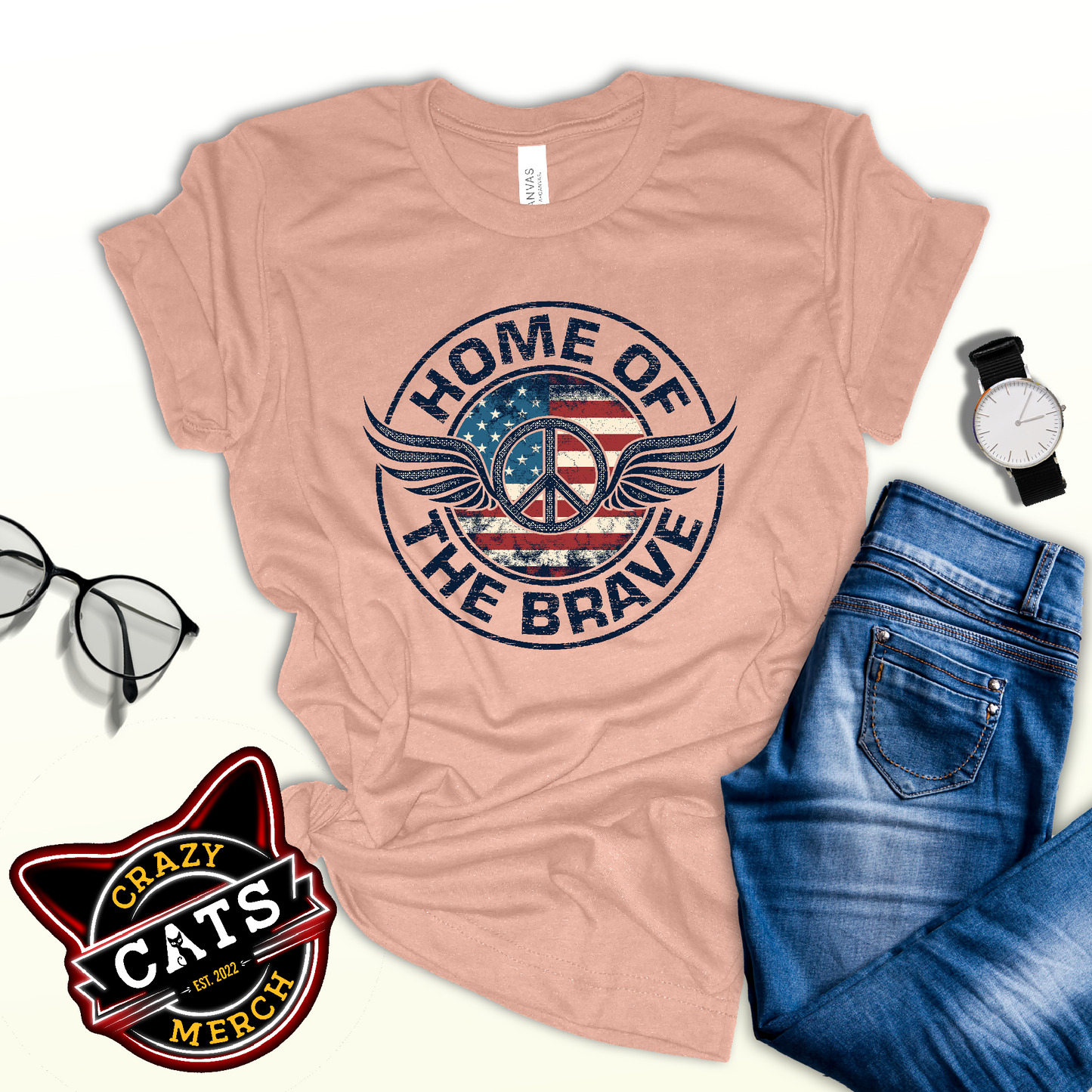 Home Of The Brave Vintage Military Veteran Unisex Light T-shirt