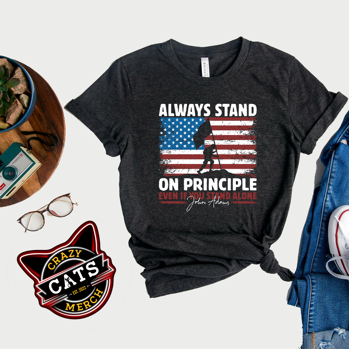 John Adams Always Stand on Principle Unisex Dark Shirt