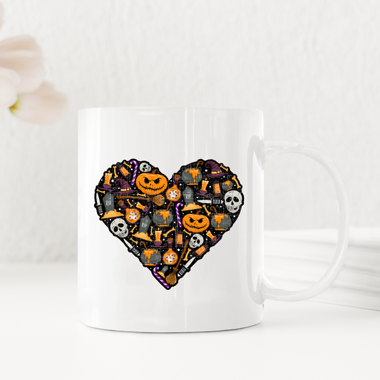 Halloween Heart Love Pumpkin Skull mug