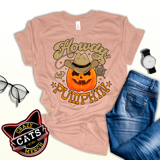 Howdy Pumpkin Cowboy Cowgirl Western Halloween Unisex Light Shirt