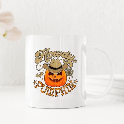 Howdy Pumpkin Cowboy Cowgirl Western Halloween Mugs