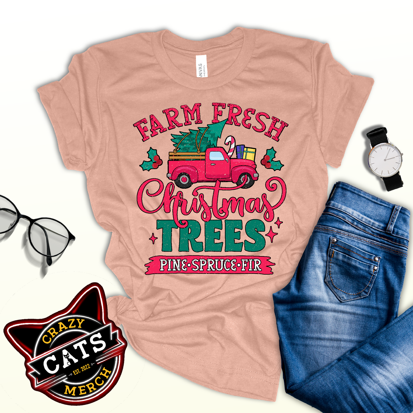 Farm Fresh Christmas Trees Pine Spruce Fir Xmas Unisex Light Shirt