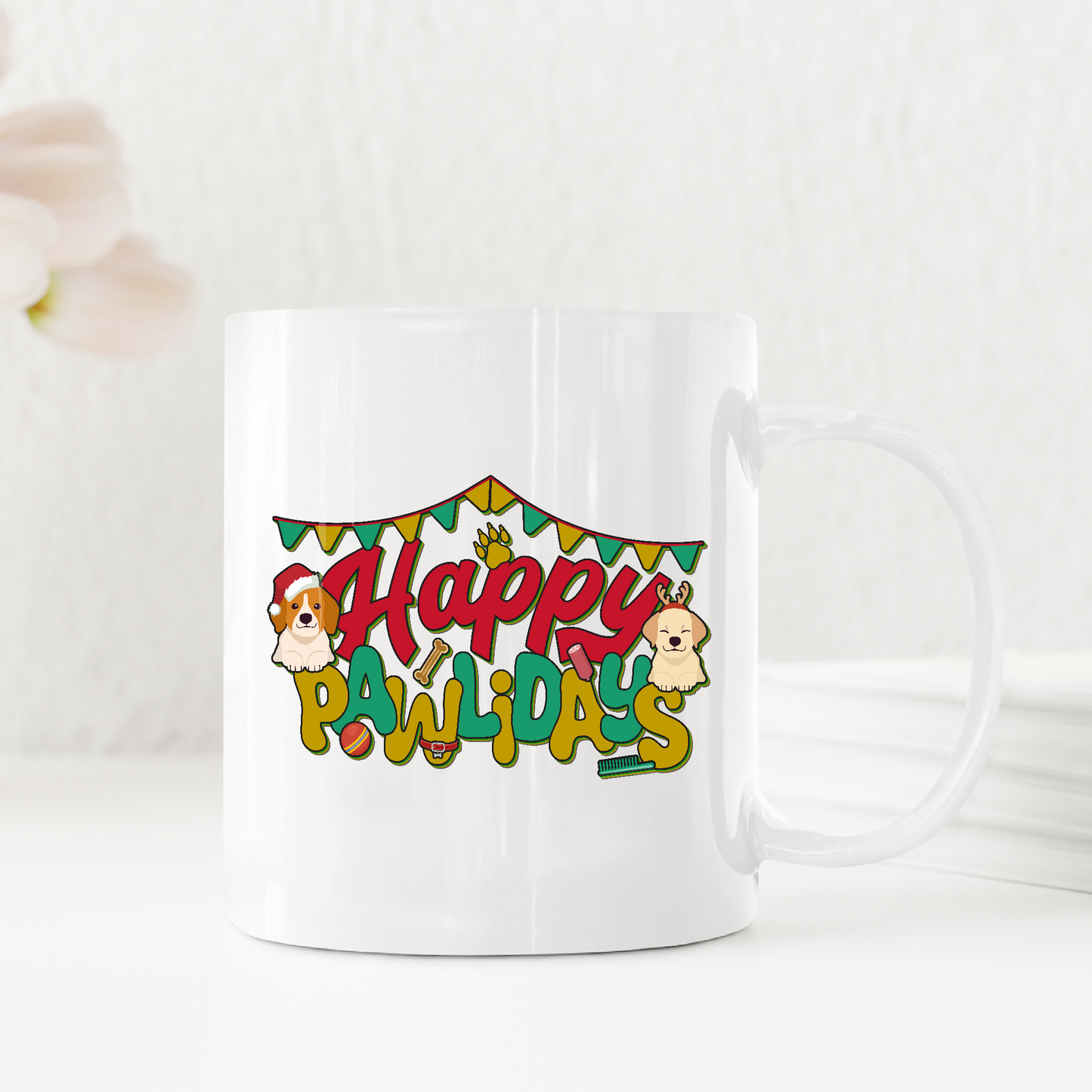 Happy Pawlidays Dog Mom Dad Christmas Mugs