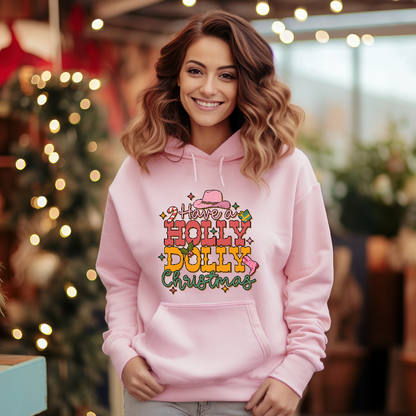 Have A Holly Dolly Christmas Western Christmas Unisex Light Hoodie