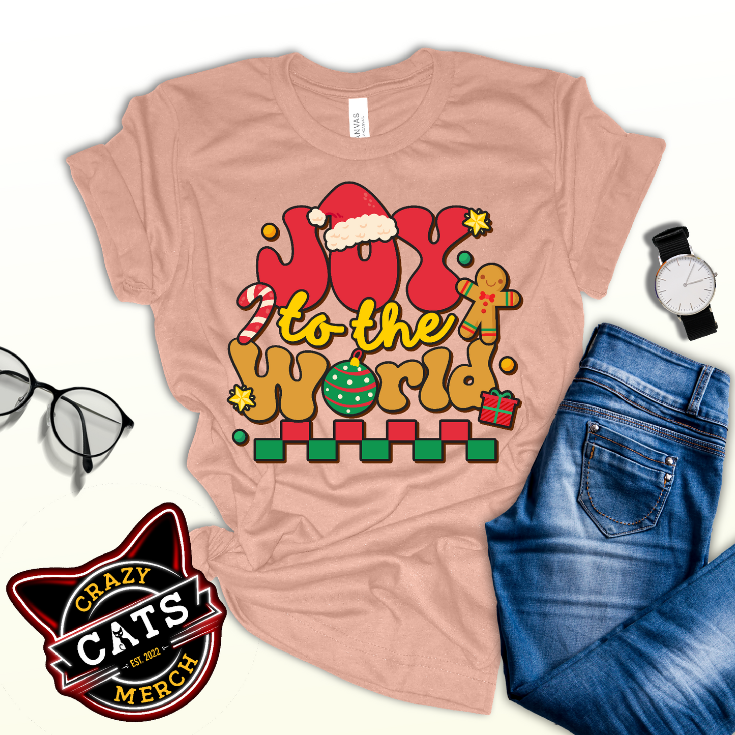 Joy To The World Santa Hat Joyful Christmas Unisex Light Shirt