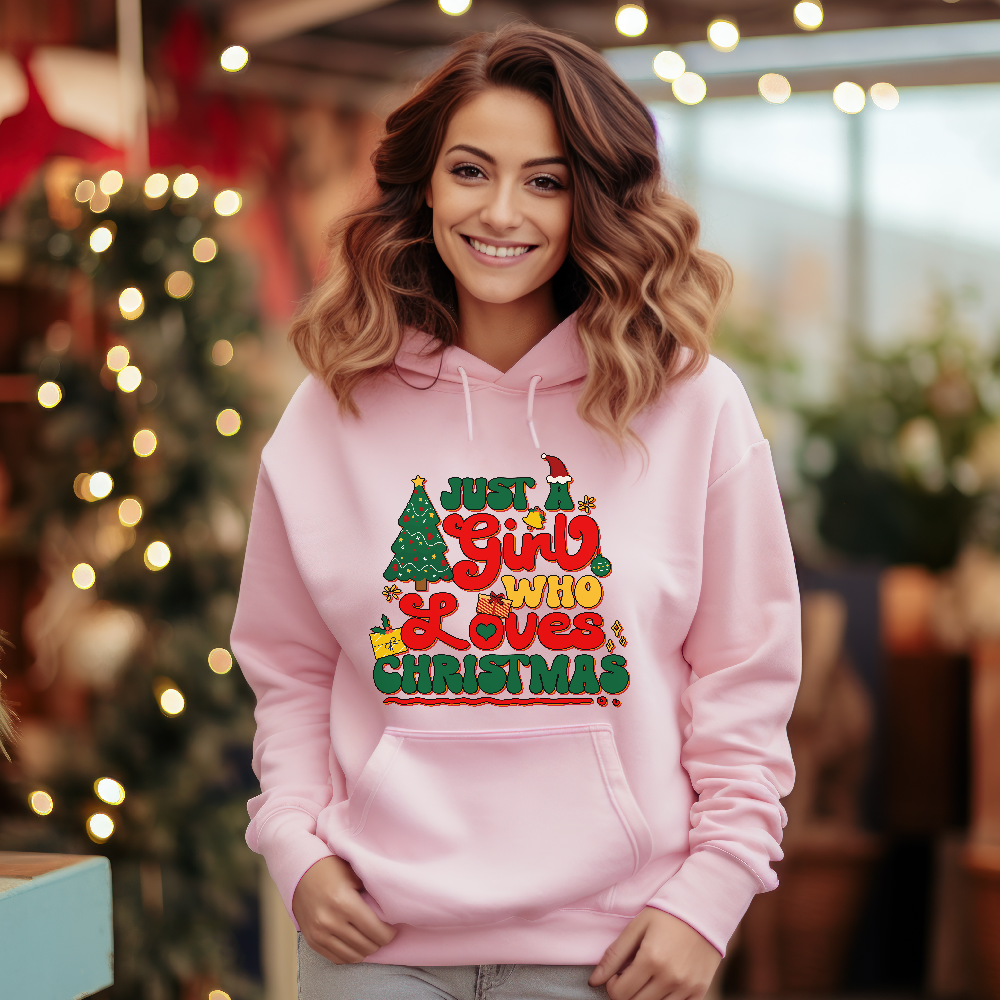 Just a Girl Who Loves Christmas Joyful Yuletide Unisex Light Hoodie