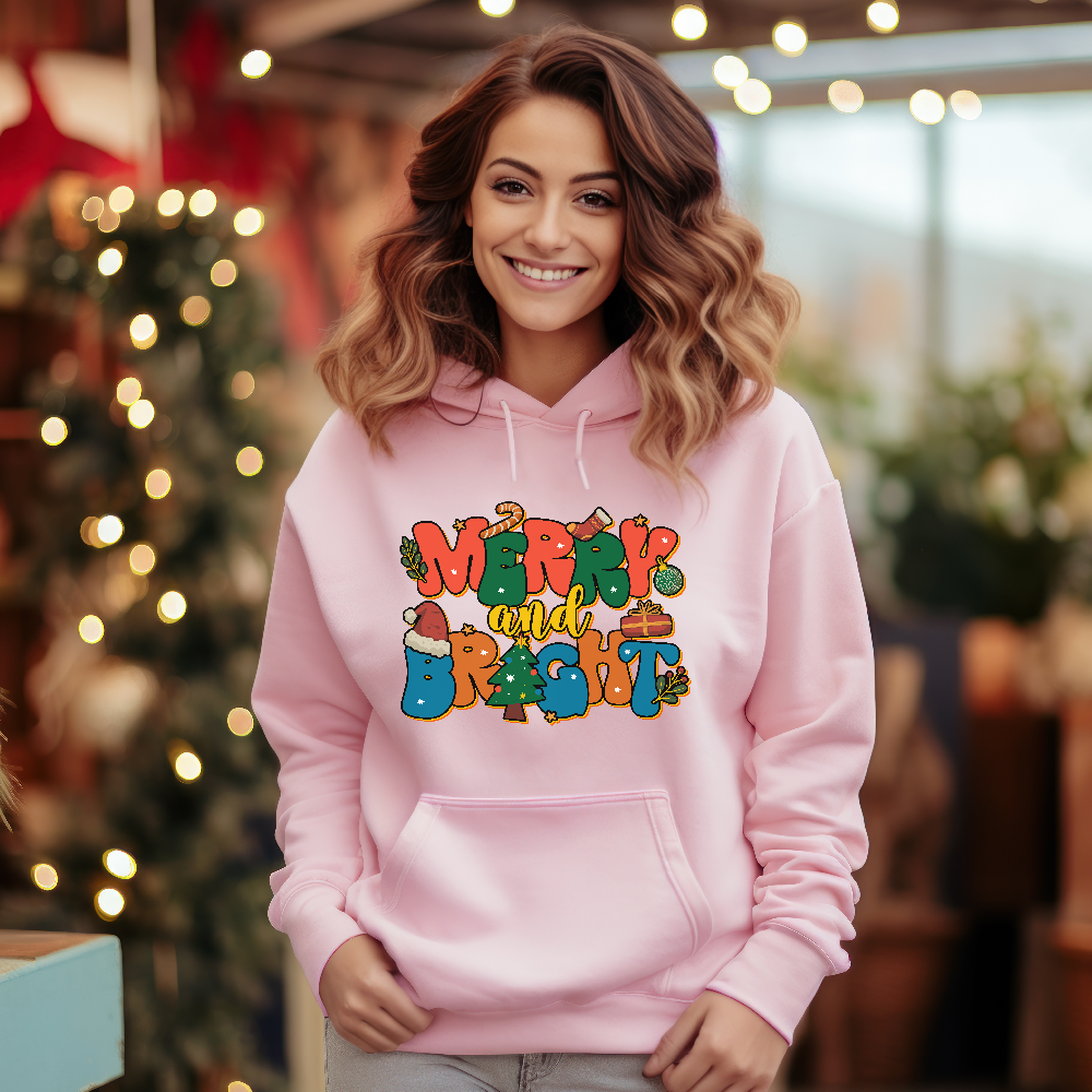 Merry and Bright Joyful Merry Christmas Unisex Hoodie