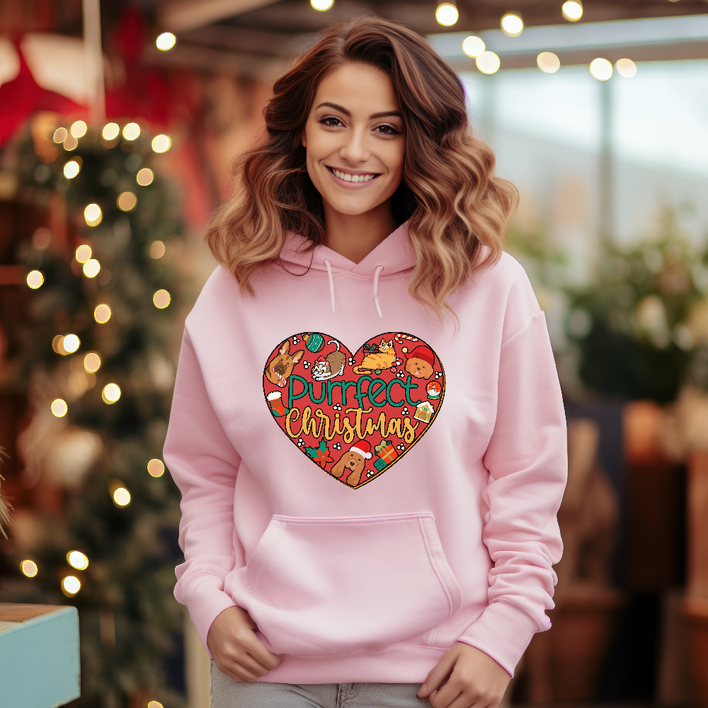 Purrfect Christmas Animal Lover Christmas Unisex Light Hoodie