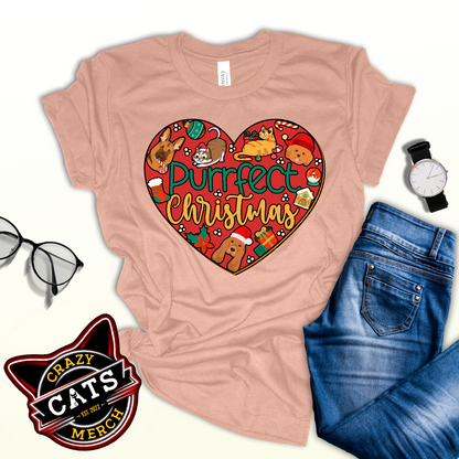 Purrfect Christmas Animal Lover Christmas Unisex Light Shirt