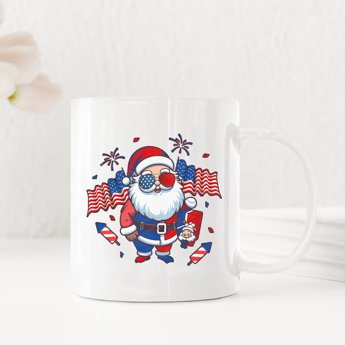 Patriotic Santa Claus USA Military Veteran Xmas Mug