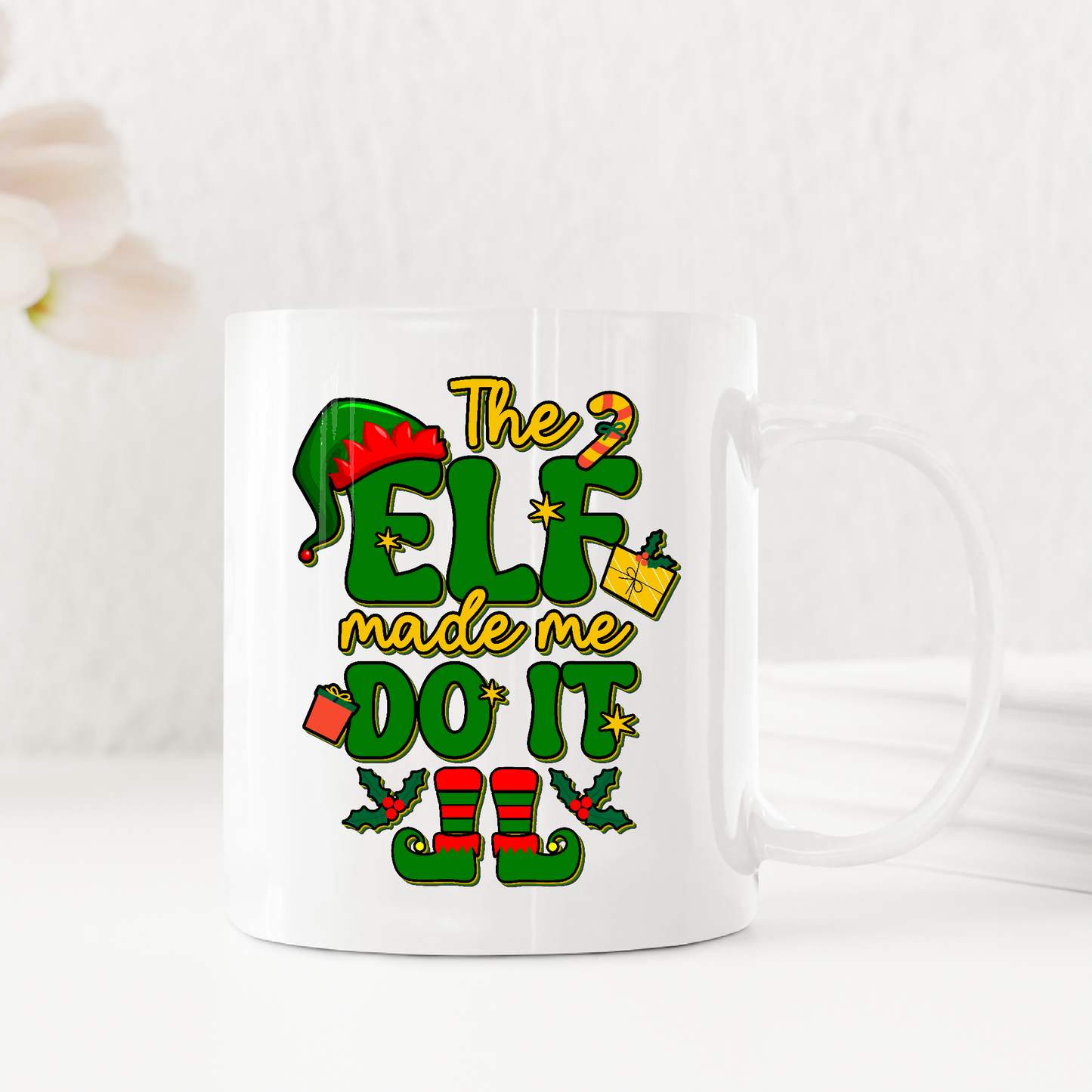 Elf Made Me Do It Christmas Elf Holiday Mug