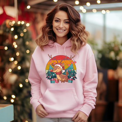 Christmas Vintage Reindeer Classic Winter Unisex Light Hoodie