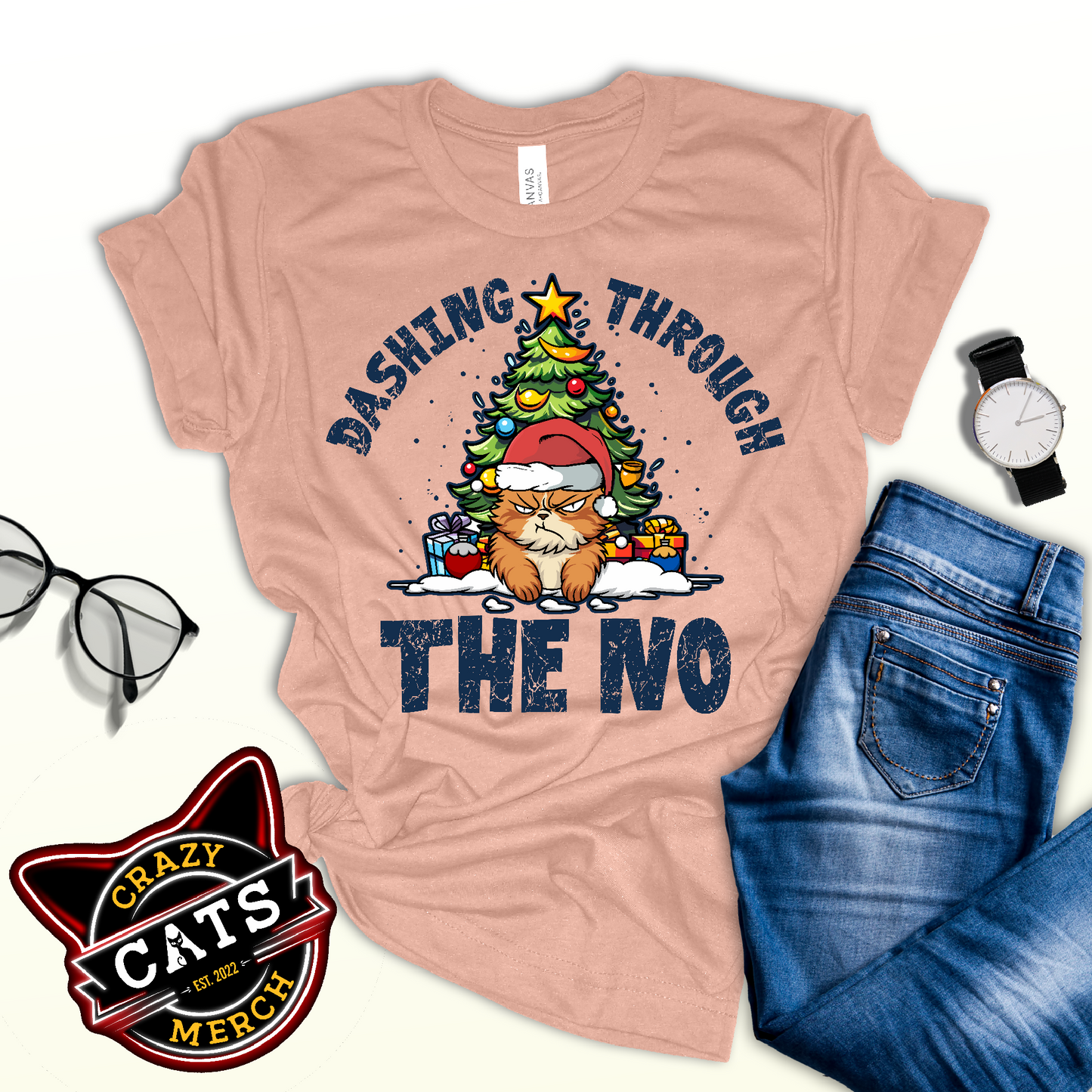 Dashing Through The No Funny Holiday Unisex Light Tee