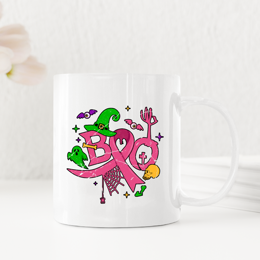 Halloween Breast Cancer Awareness Pink Ribbon Boo Mugs