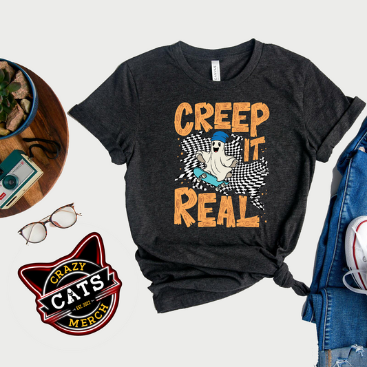 Creep It Real Skateboard Ghost Halloween Unisex Dark Shirt