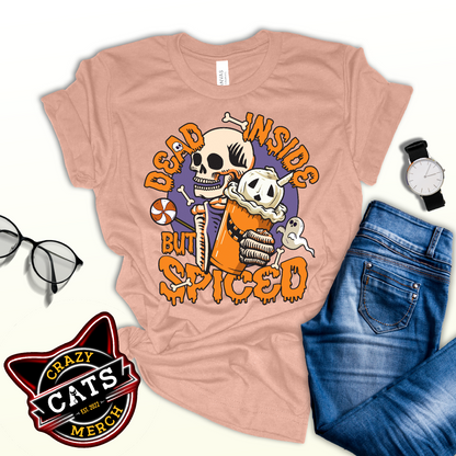 Dead Inside But Spiced Halloween Coffee Lovers Unisex Light Shirt