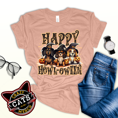 Happy Howl-oween Dog Lovers Halloween Unisex Light Shirt