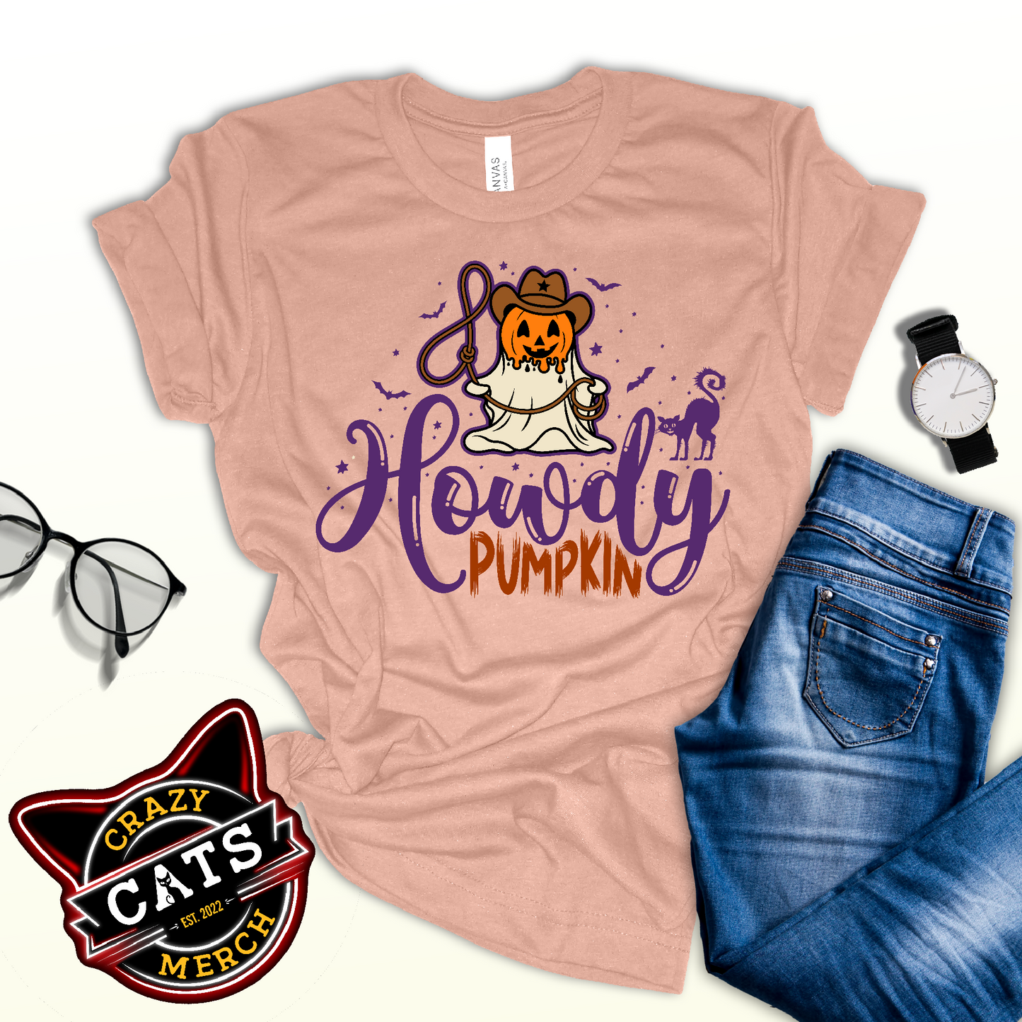 Howdy Pumpkin Western Halloween Pumpkin Cowboy Unisex Light Shirt