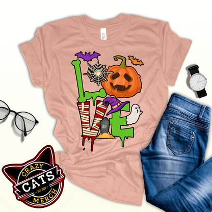 Halloween Love Tee Cute Fall Pumpkin Unisex Light Shirt